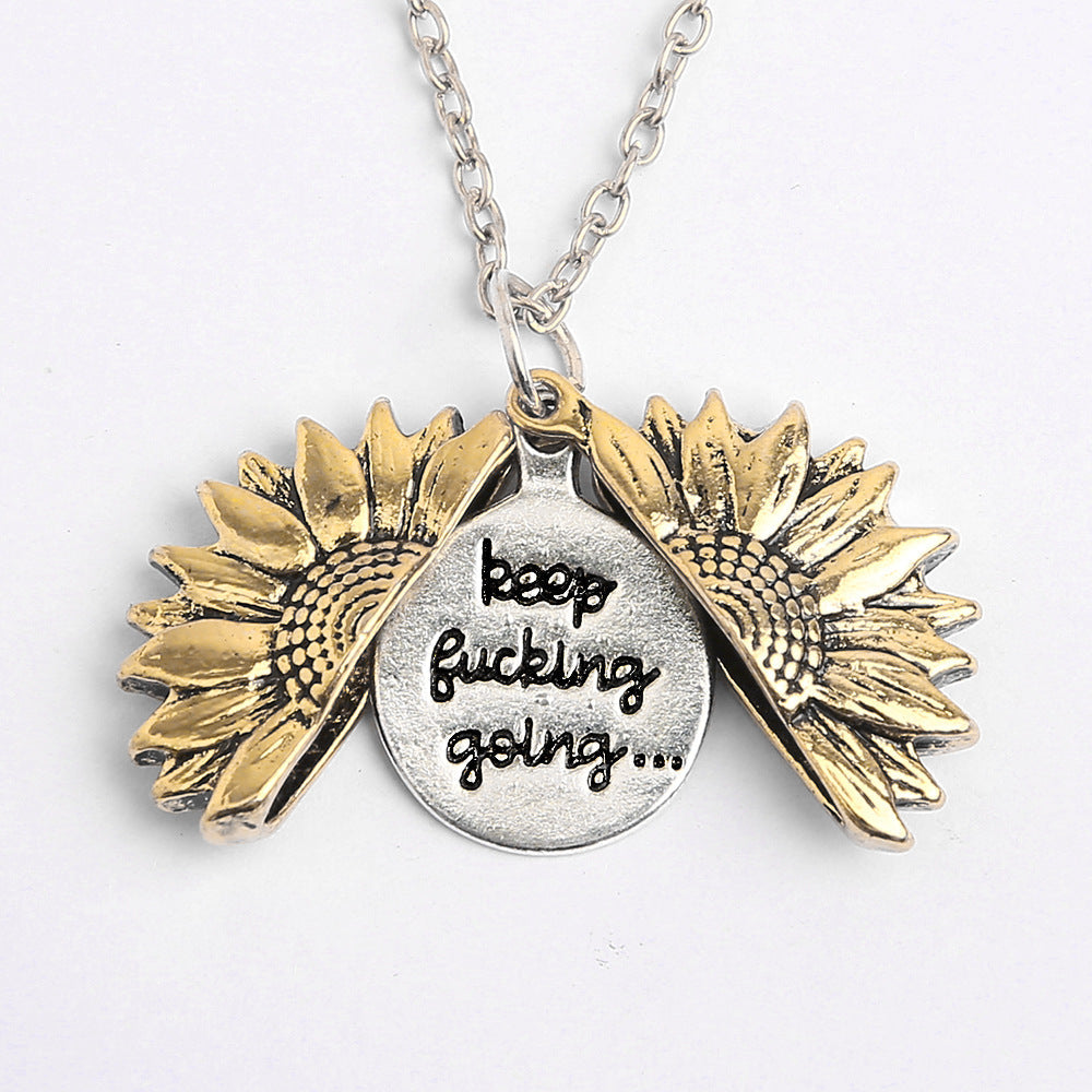 Fashionable woman's sunflower necklace